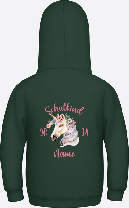 Personalisierter Hoodie zur Einschulung für Mädchen - Bottle Green