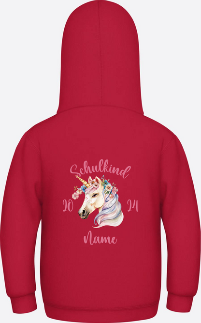 Personalisierter Hoodie zur Einschulung für Mädchen - Fire Red