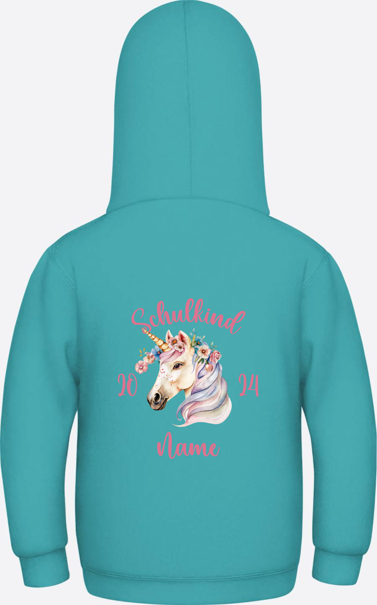 Personalisierter Hoodie zur Einschulung für Mädchen - Hawaiian Blue