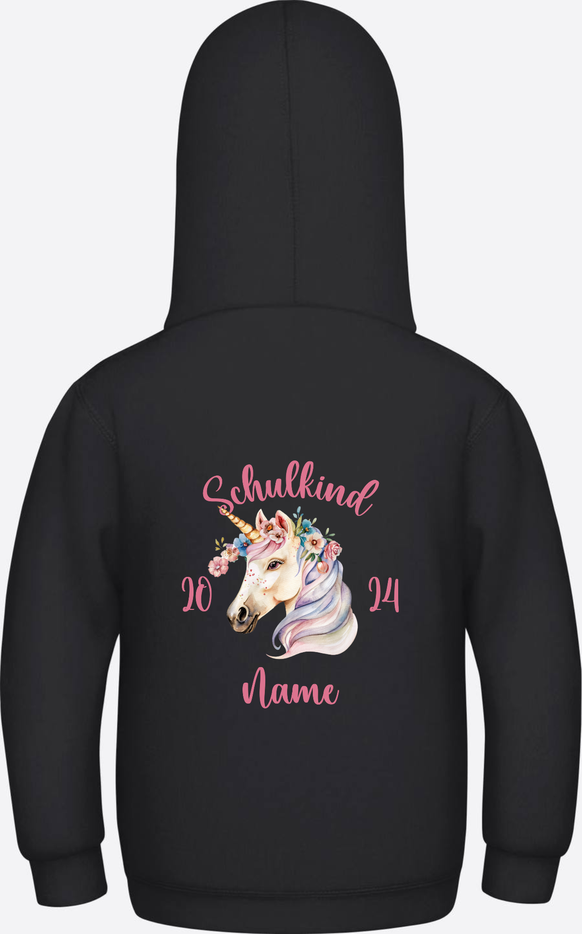 Personalisierter Hoodie zur Einschulung für Mädchen - Jet Black