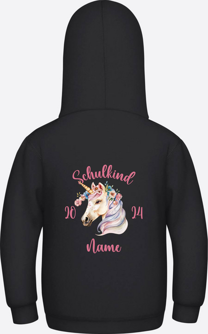 Personalisierter Hoodie zur Einschulung für Mädchen - Jet Black