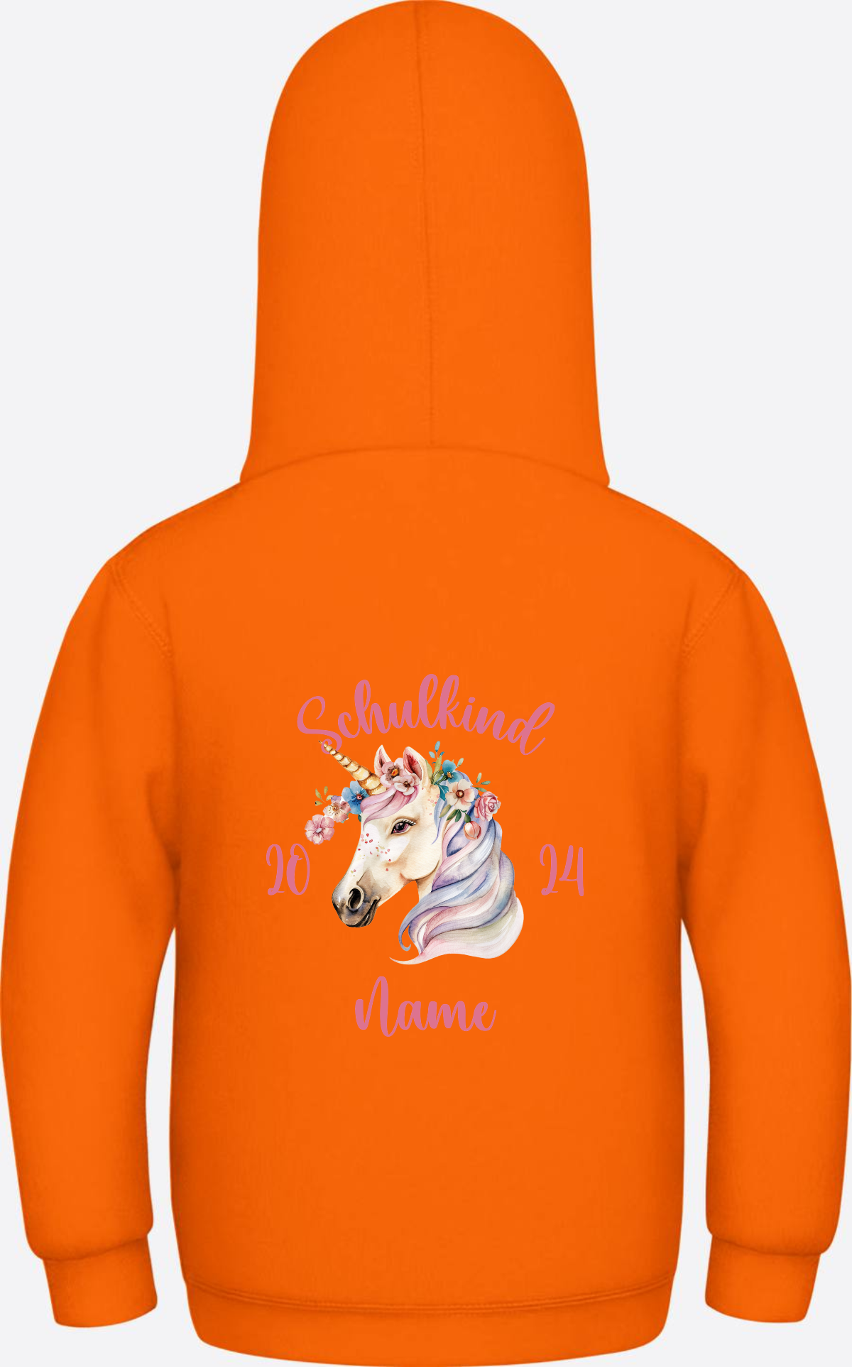 Personalisierter Hoodie zur Einschulung für Mädchen - Orange Crush