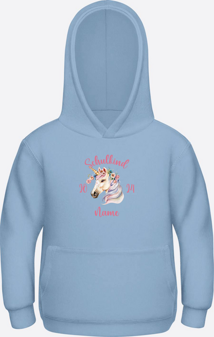 Personalisierter Hoodie zur Einschulung für Mädchen - Sky Blue Herzseite
