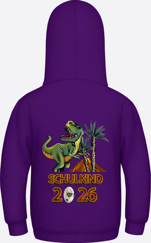 Personalisierter Schulkind 2025 Hoodie – T-Rex Dino - Purple
