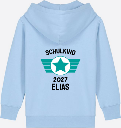 Personalisierter Schulkind Zip-Hoodie mit Namen – Zur Einschulung - Blue Soul