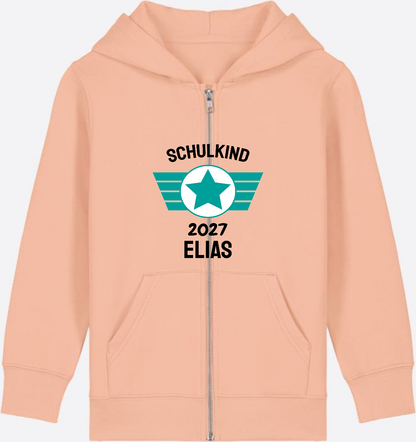 Personalisierter Schulkind Zip-Hoodie mit Namen – Zur Einschulung - Fraiche Peche Herzseite
