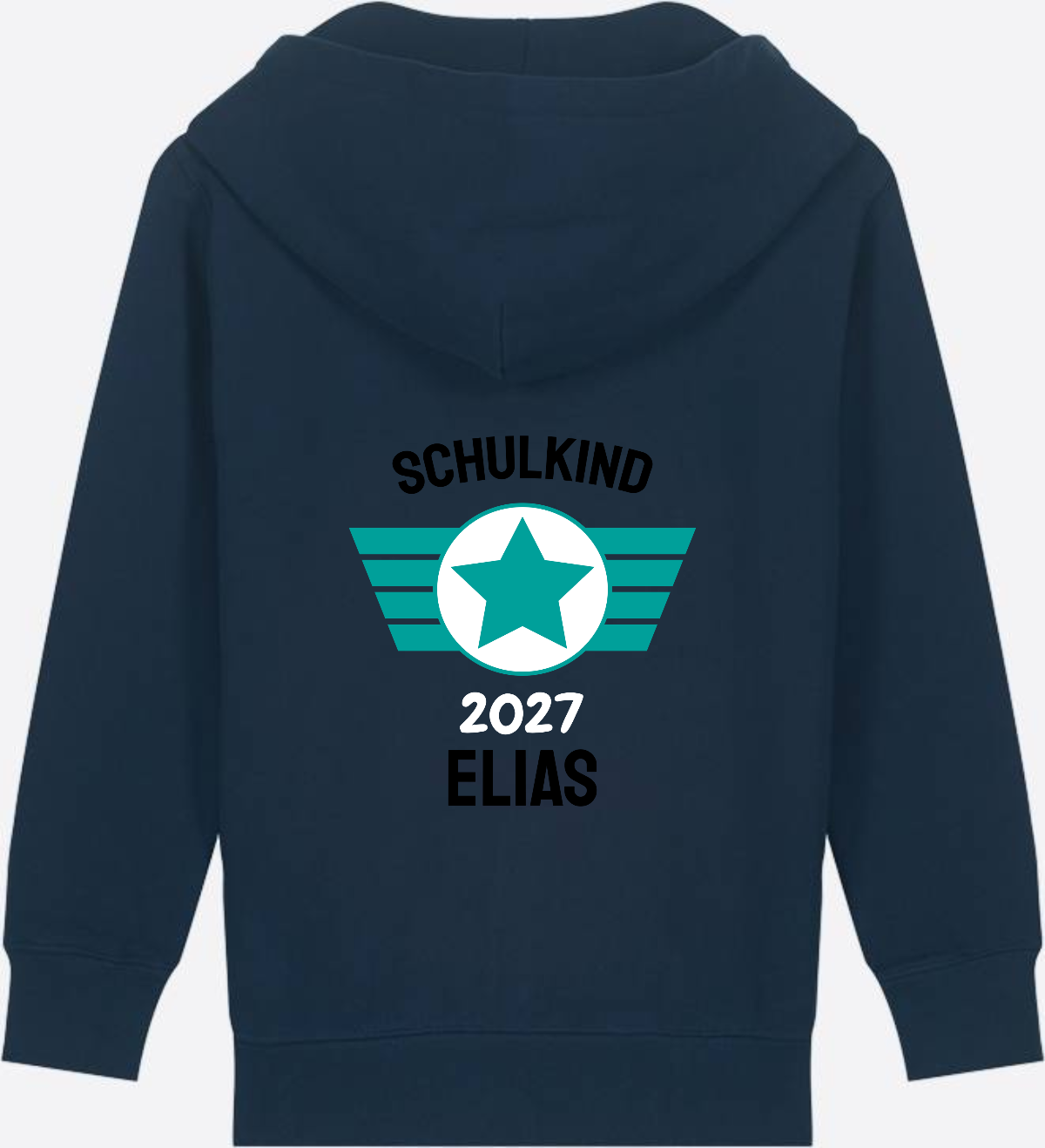 Personalisierter Schulkind Zip-Hoodie mit Namen – Zur Einschulung - French Navy