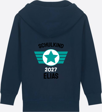 Personalisierter Schulkind Zip-Hoodie mit Namen – Zur Einschulung - French Navy