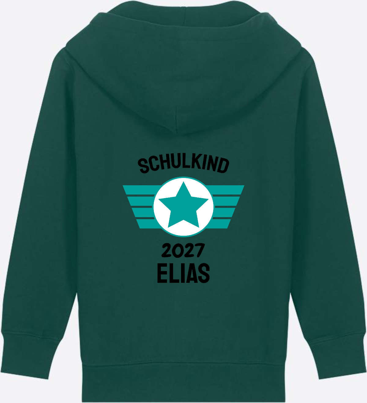 Personalisierter Schulkind Zip-Hoodie mit Namen – Zur Einschulung - Glazed Green