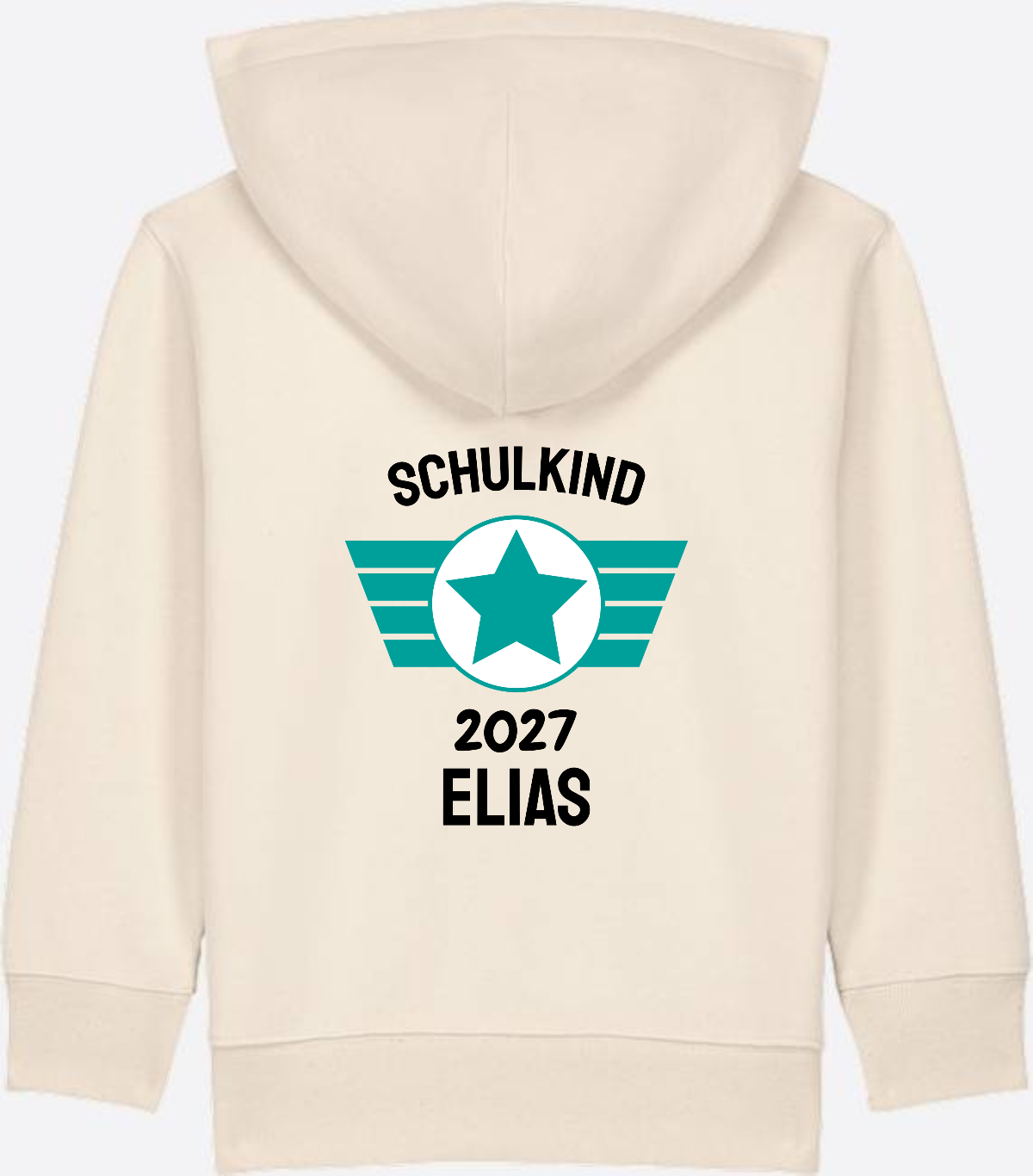 Personalisierter Schulkind Zip-Hoodie mit Namen – Zur Einschulung - Natural Raw