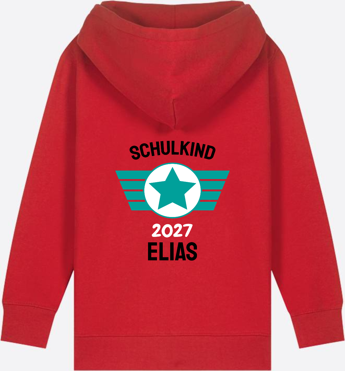 Personalisierter Schulkind Zip-Hoodie mit Namen – Zur Einschulung - Red