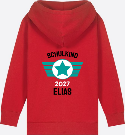 Personalisierter Schulkind Zip-Hoodie mit Namen – Zur Einschulung - Red