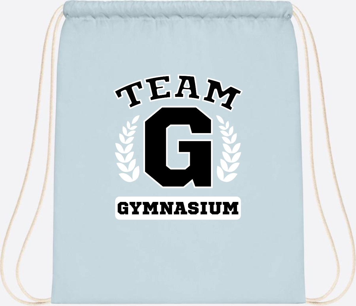 Personalisierter Turnbeutel "Team Gymnasium" zur Einschulung - Pastel Blue/White