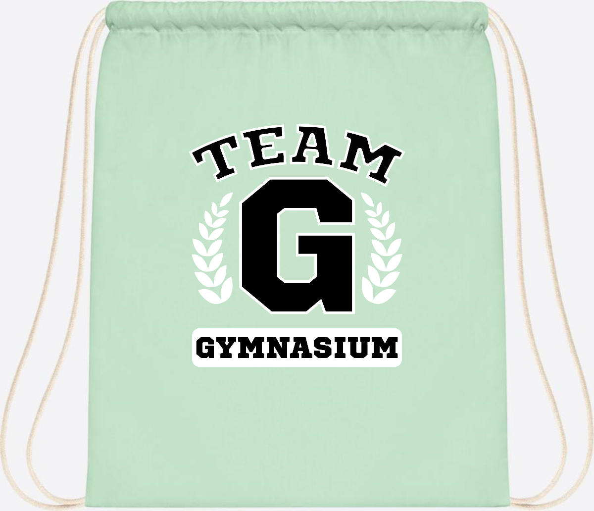 Personalisierter Turnbeutel "Team Gymnasium" zur Einschulung - Pastel Mint/White