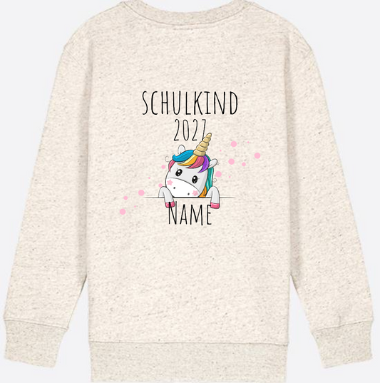 Personalisiertes Einhorn Schulkind Sweatshirt zur Einschulung - Natural Raw