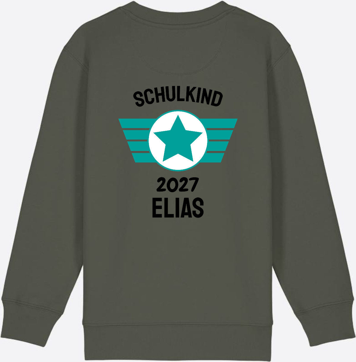 Personalisiertes Schulkind Sweatshirt zur Einschulung - Khaki