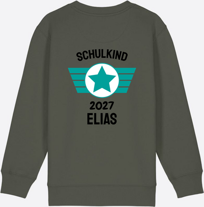 Personalisiertes Schulkind Sweatshirt zur Einschulung - Khaki