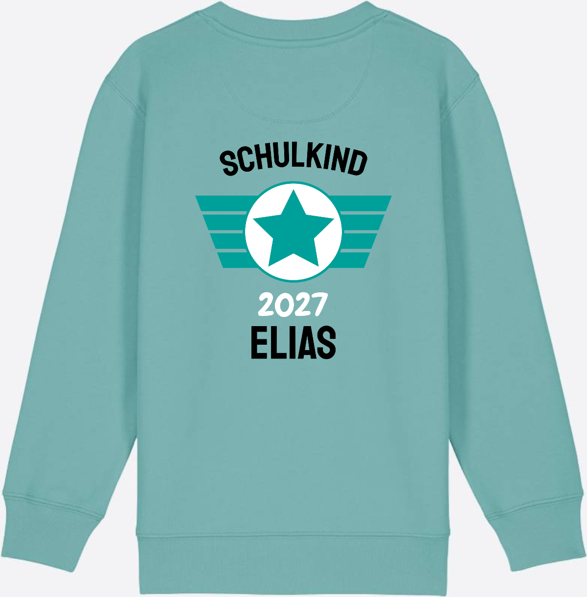 Personalisiertes Schulkind Sweatshirt zur Einschulung - Teal Monstera