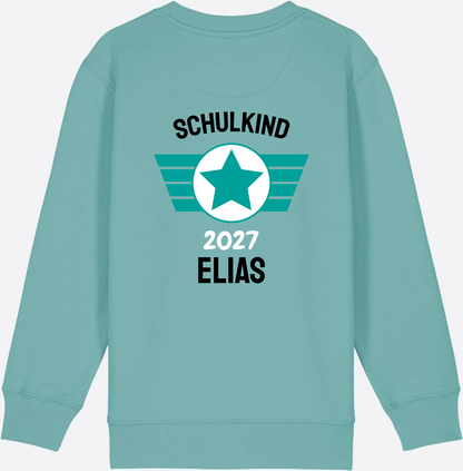 Personalisiertes Schulkind Sweatshirt zur Einschulung - Teal Monstera