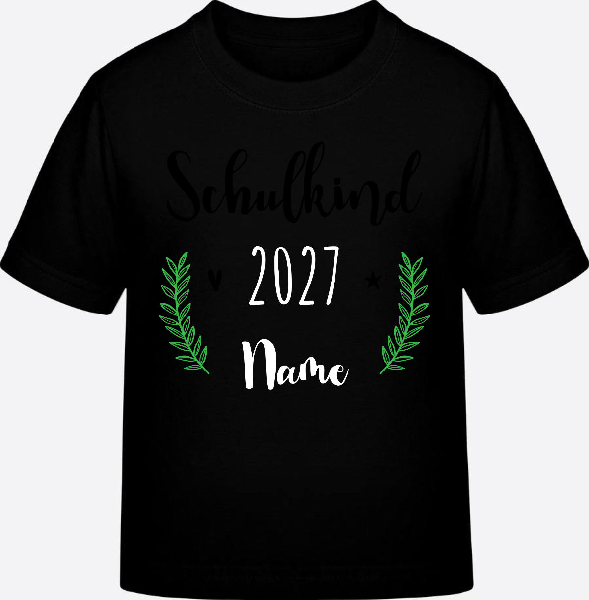 Personalisiertes Schulkind T-Shirt mit Namen zur Einschulung - Black