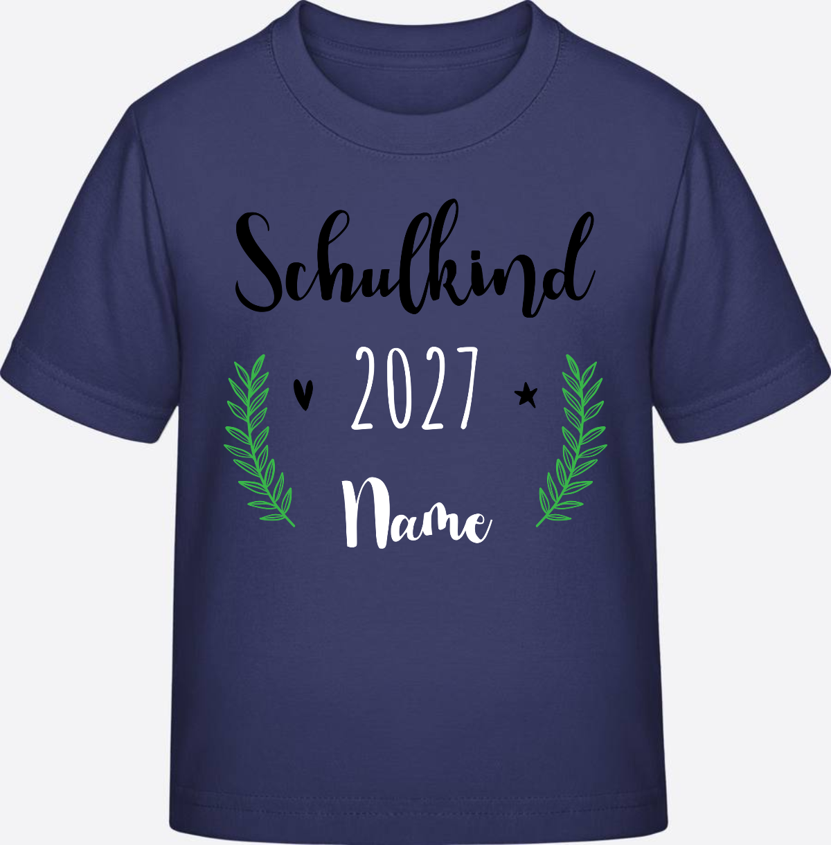 Personalisiertes Schulkind T-Shirt mit Namen zur Einschulung - Indigo