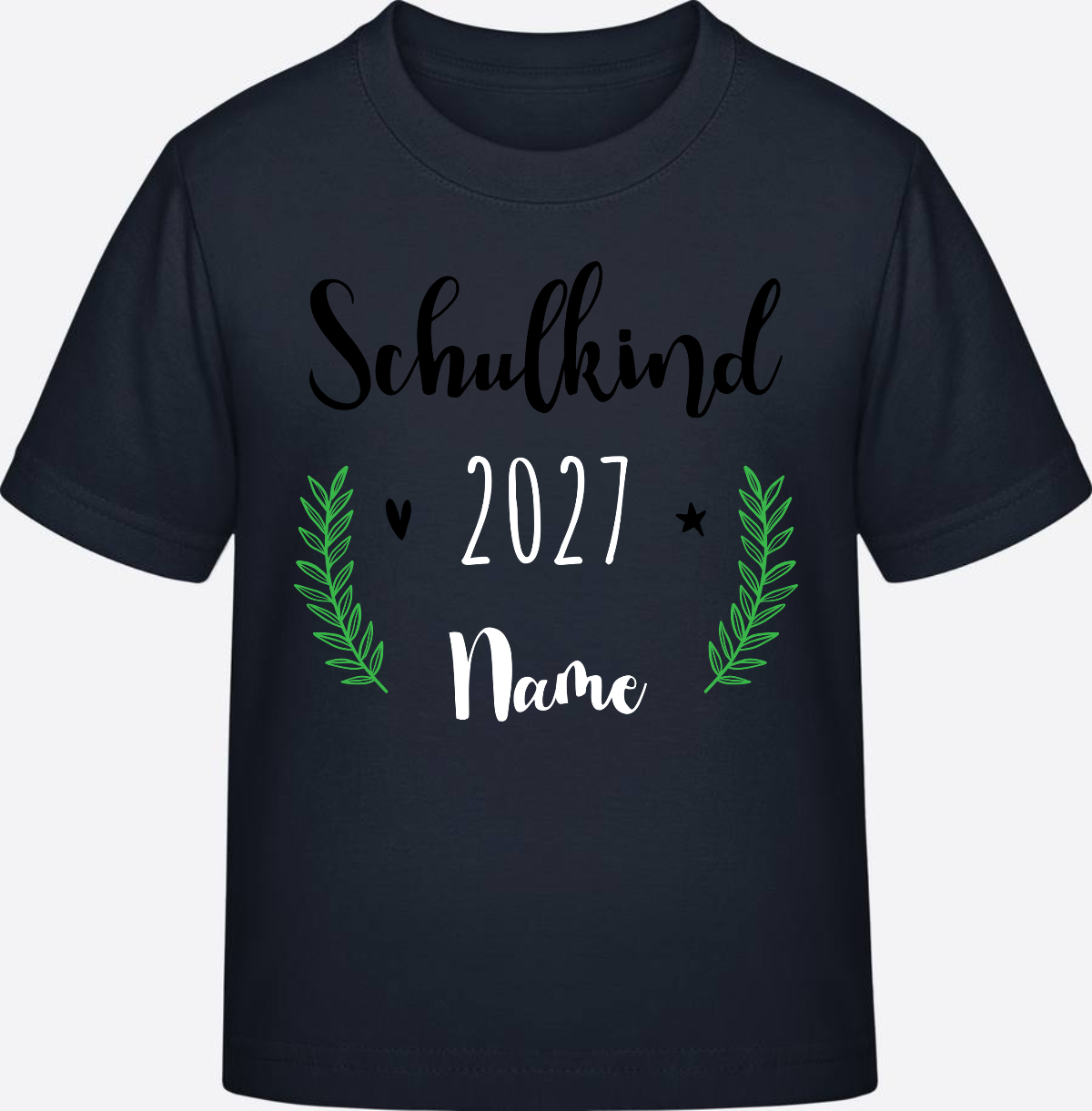 Personalisiertes Schulkind T-Shirt mit Namen zur Einschulung - Navy