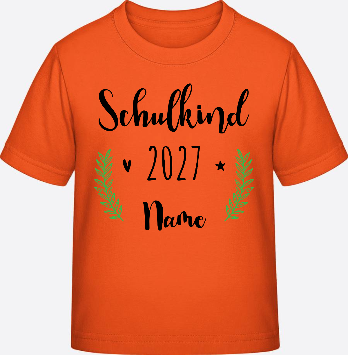 Personalisiertes Schulkind T-Shirt mit Namen zur Einschulung - Orange