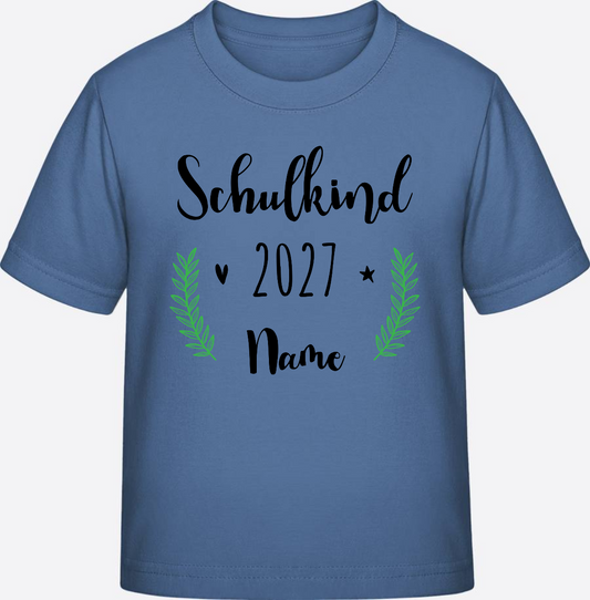 Personalisiertes Schulkind T-Shirt mit Namen zur Einschulung - Bright Blue