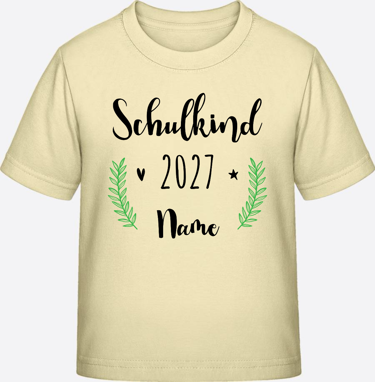 Personalisiertes Schulkind T-Shirt mit Namen zur Einschulung - Butter