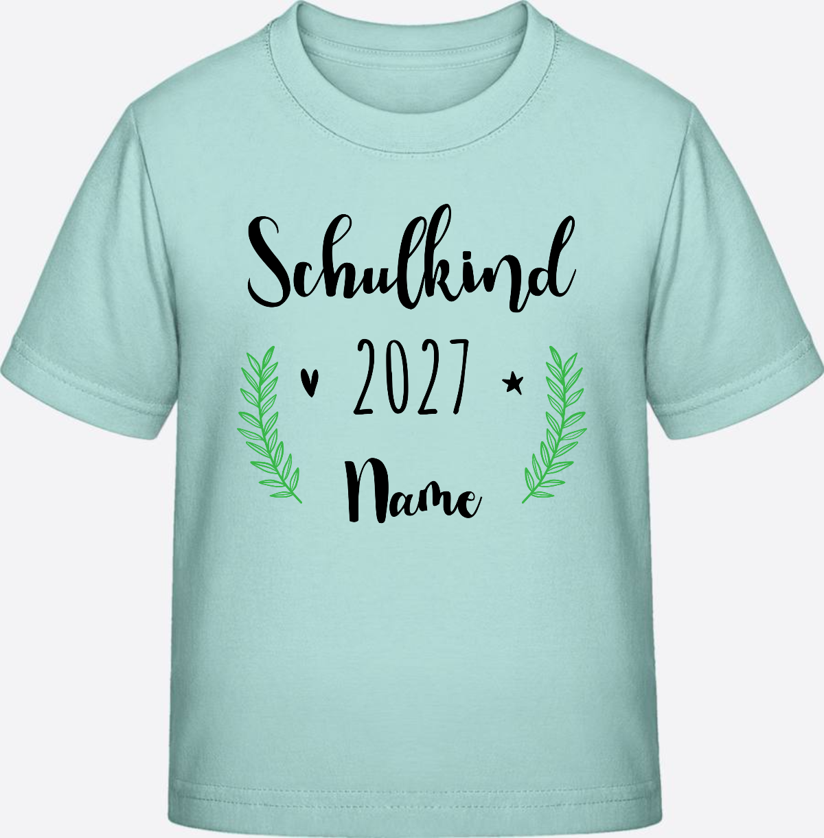 Personalisiertes Schulkind T-Shirt mit Namen zur Einschulung - Caribbean Blue