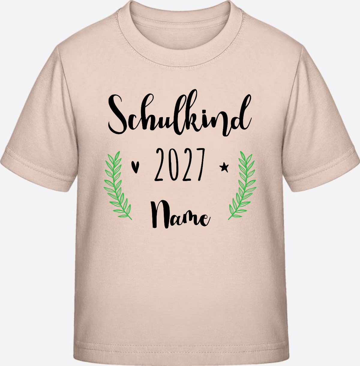 Personalisiertes Schulkind T-Shirt mit Namen zur Einschulung - Eco-Heather