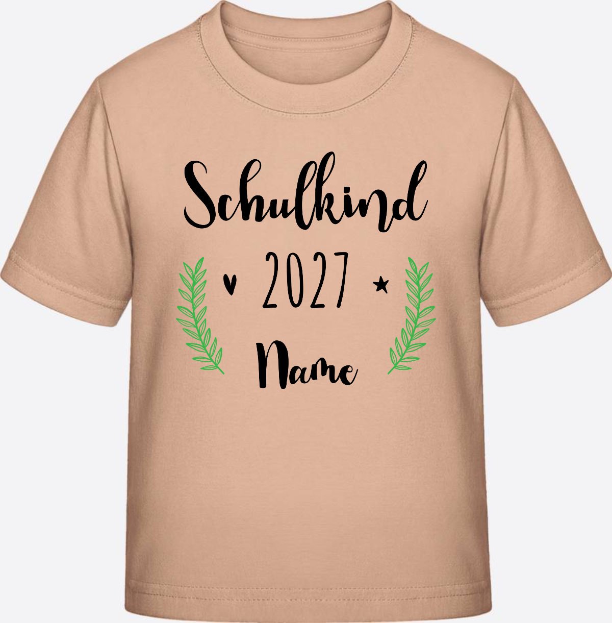 Personalisiertes Schulkind T-Shirt mit Namen zur Einschulung - Fraiche Peche