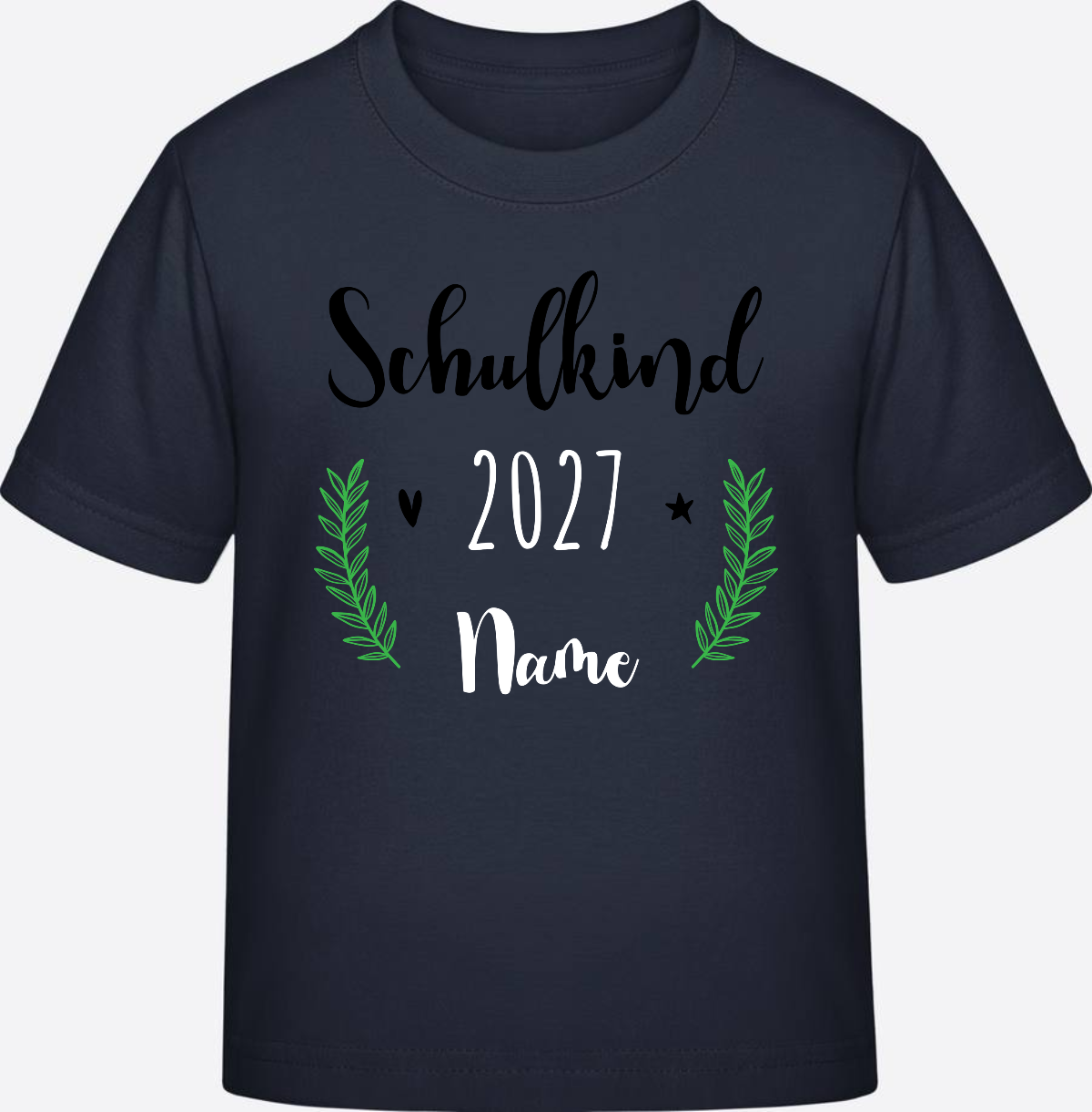 Personalisiertes Schulkind T-Shirt mit Namen zur Einschulung - French Navy