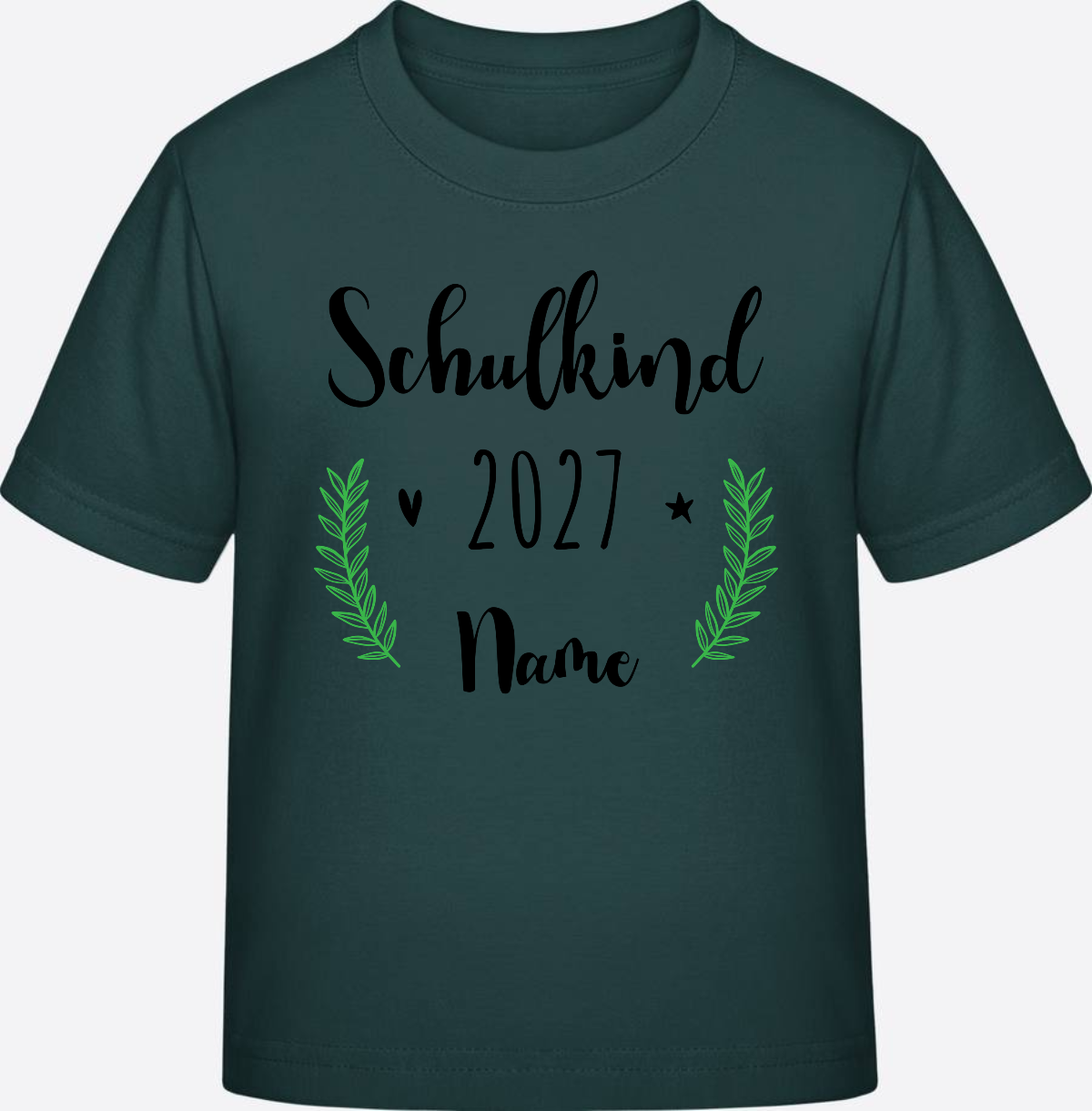 Personalisiertes Schulkind T-Shirt mit Namen zur Einschulung - Glazed Green