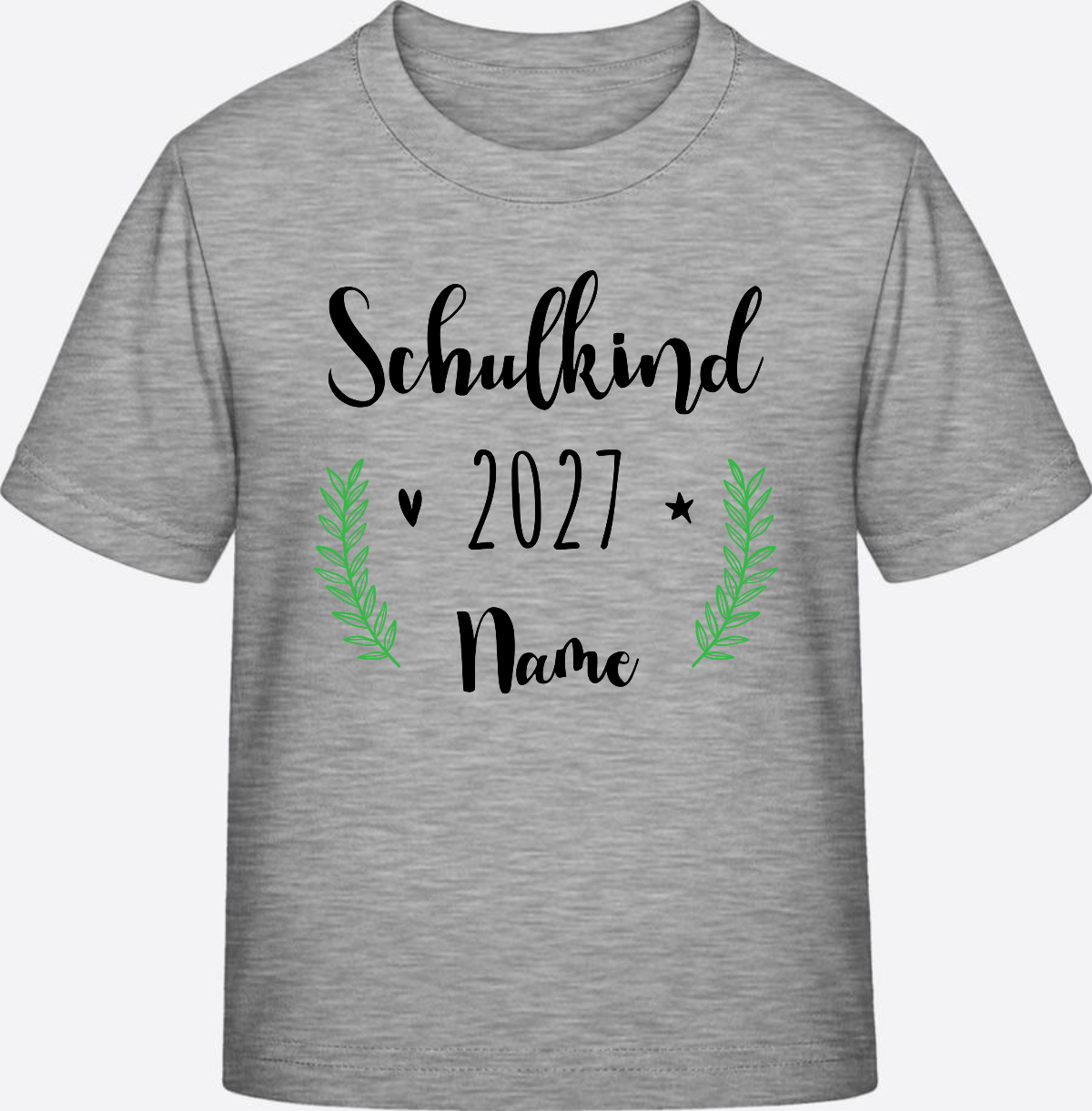 Personalisiertes Schulkind T-Shirt mit Namen zur Einschulung - Heather Grey