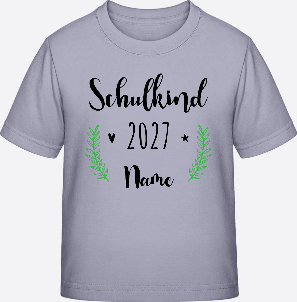 Personalisiertes Schulkind T-Shirt mit Namen zur Einschulung - Lavender