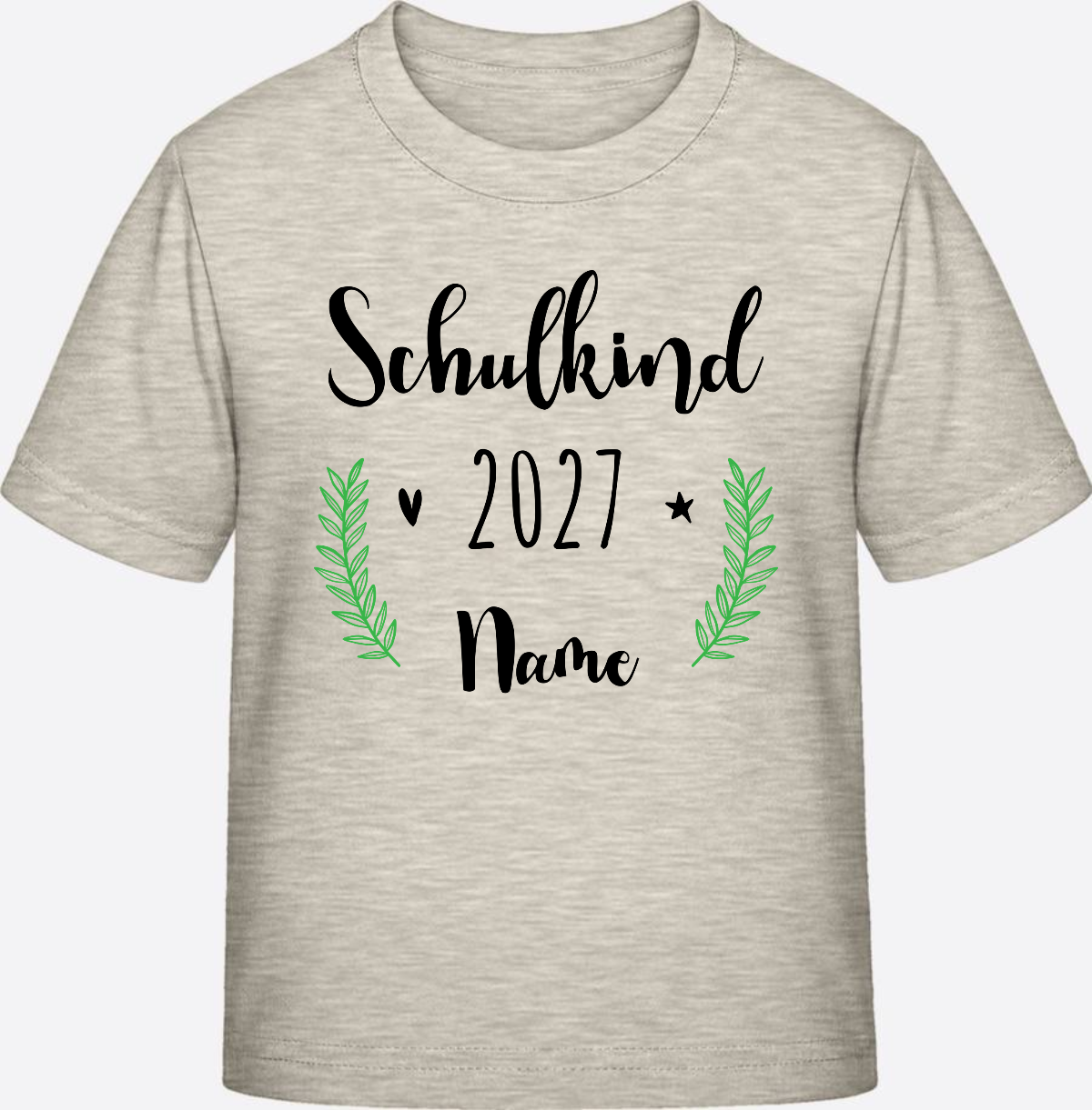 Personalisiertes Schulkind T-Shirt mit Namen zur Einschulung - Natural Raw