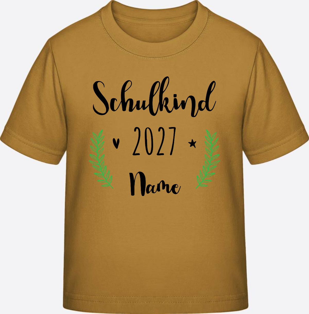 Personalisiertes Schulkind T-Shirt mit Namen zur Einschulung - Ochre
