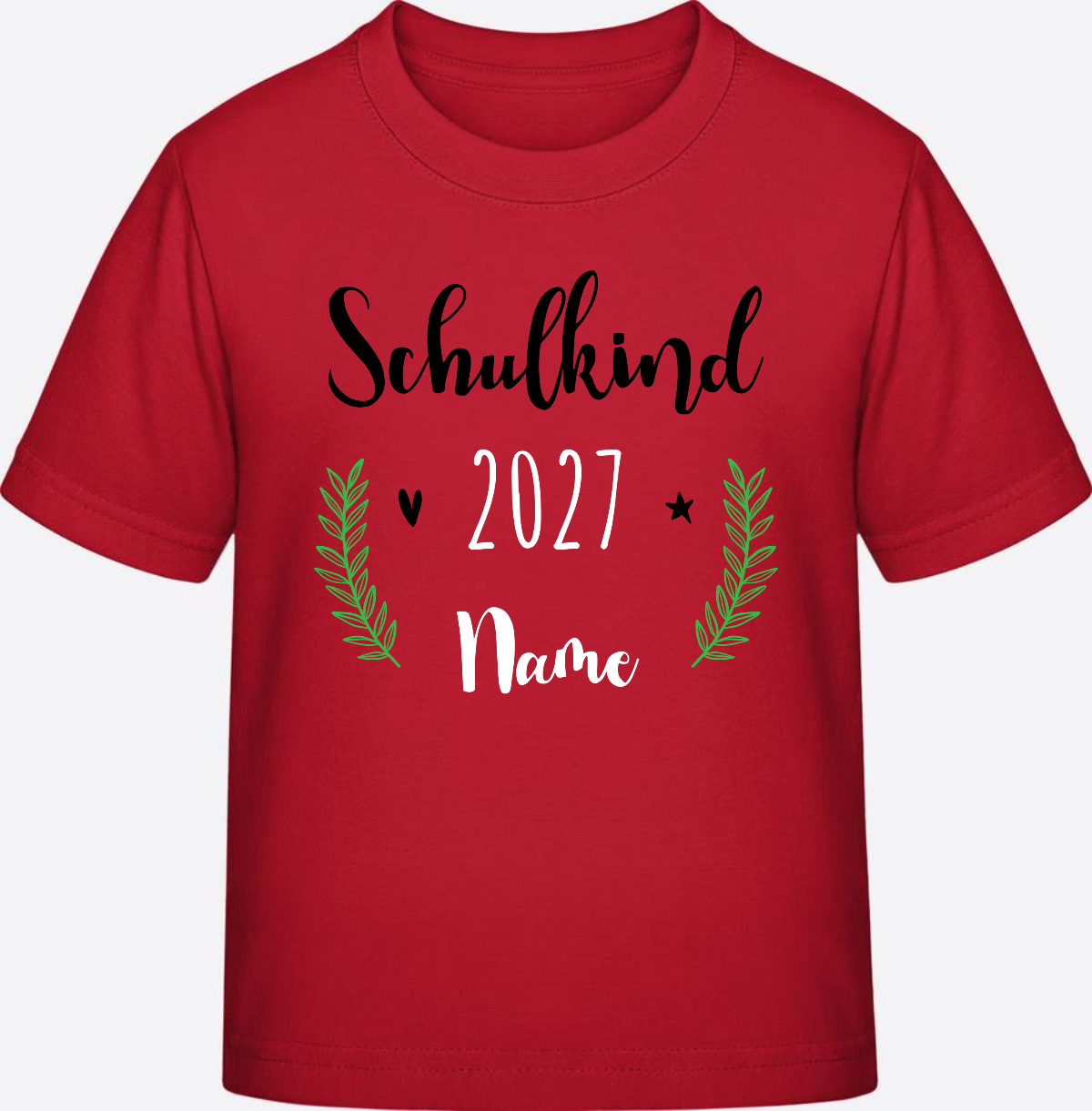 Personalisiertes Schulkind T-Shirt mit Namen zur Einschulung - Red
