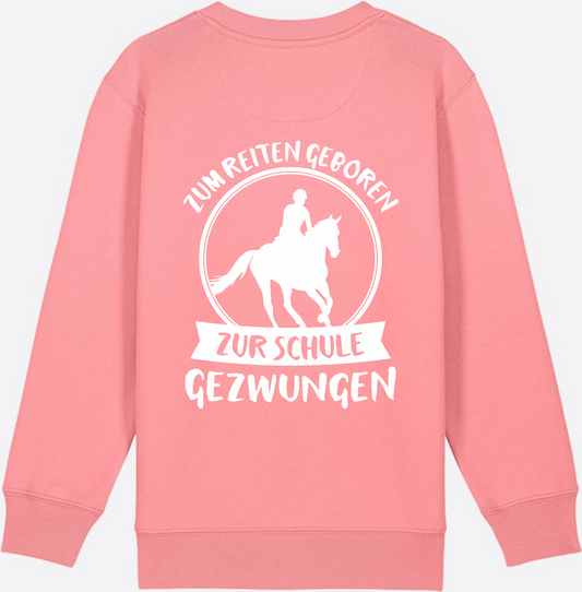 Personalisiertes Sweatshirt zur Einschulung: Zum Reiten geboren - Pink Joy