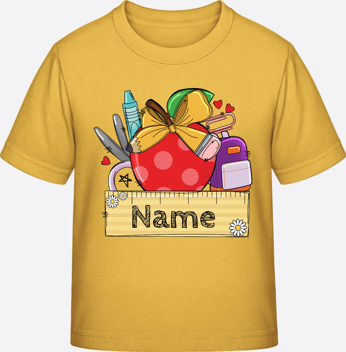 Personalisiertes T-Shirt zur Einschulung – Geschenk mit Wunschnamen - Gold