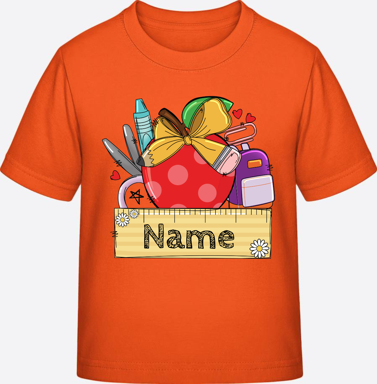 Personalisiertes T-Shirt zur Einschulung – Geschenk mit Wunschnamen - Orange