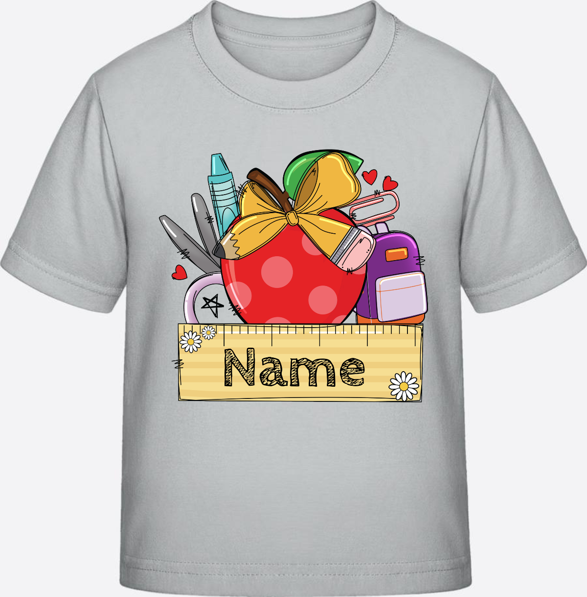 Personalisiertes T-Shirt zur Einschulung – Geschenk mit Wunschnamen - Pacific Grey