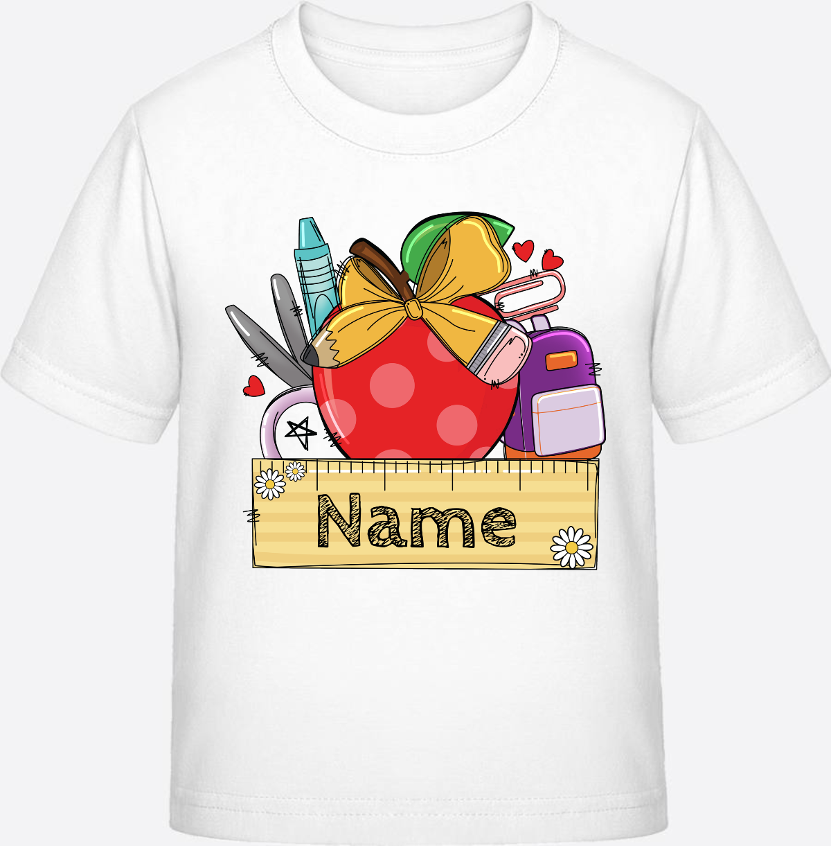 Personalisiertes T-Shirt zur Einschulung – Geschenk mit Wunschnamen - White
