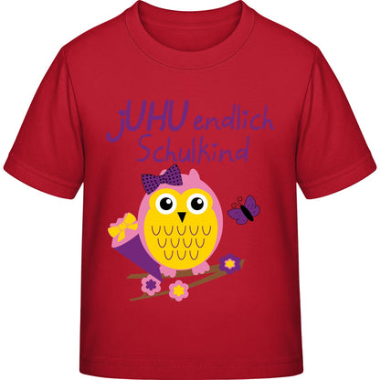 Mädchen T-Shirt Einschulung Eule – jUHU endlich Schulkind