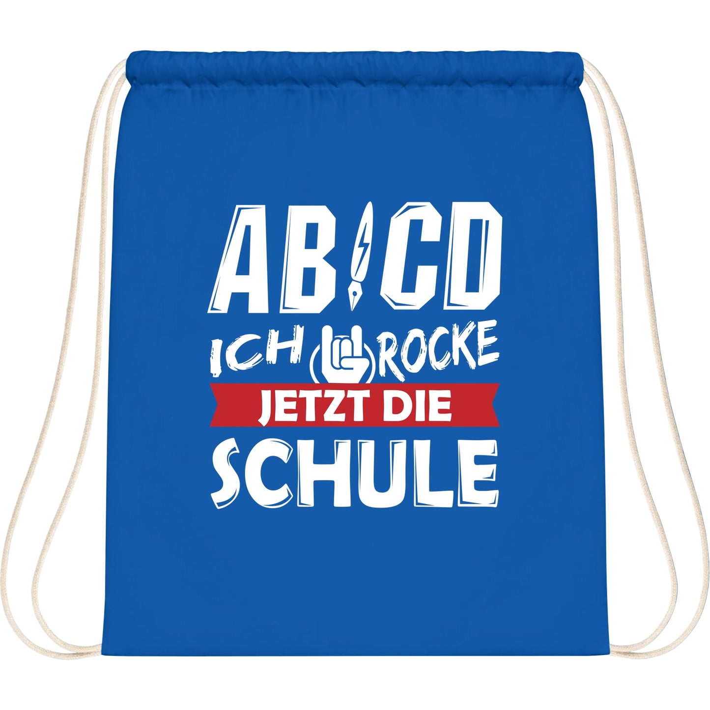 Turnbeutel Einschulung Rocker-Hand – Ich rocke jetzt die Schule