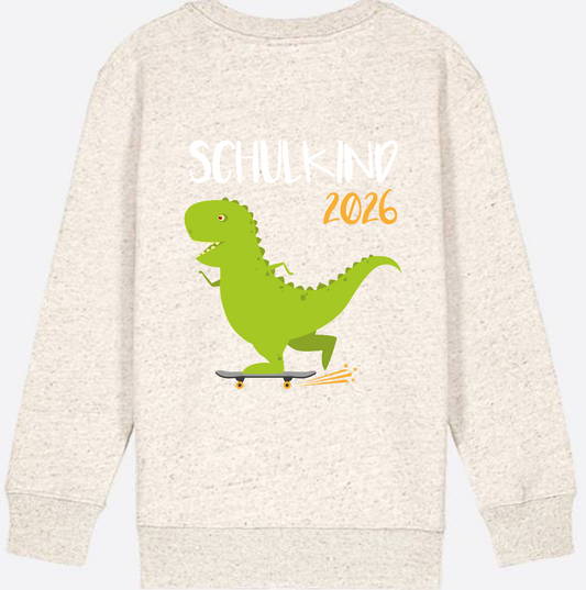 Schulkind 2025 Dino Sweatshirt – Personalisiert mit Namen - Natural Raw