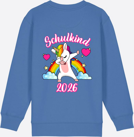 Schulkind 2025 Sweatshirt – Dabbendes Einhorn & Regenbogen - Bright Blue