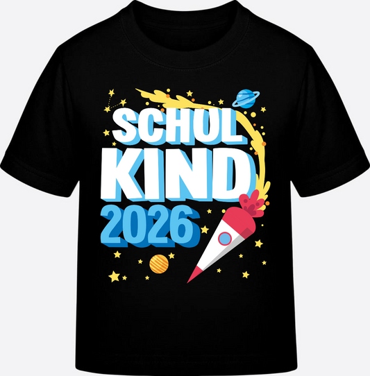 Schulkind 2025 T-Shirt Rakete schwarz – mit Wunschnamen - Black