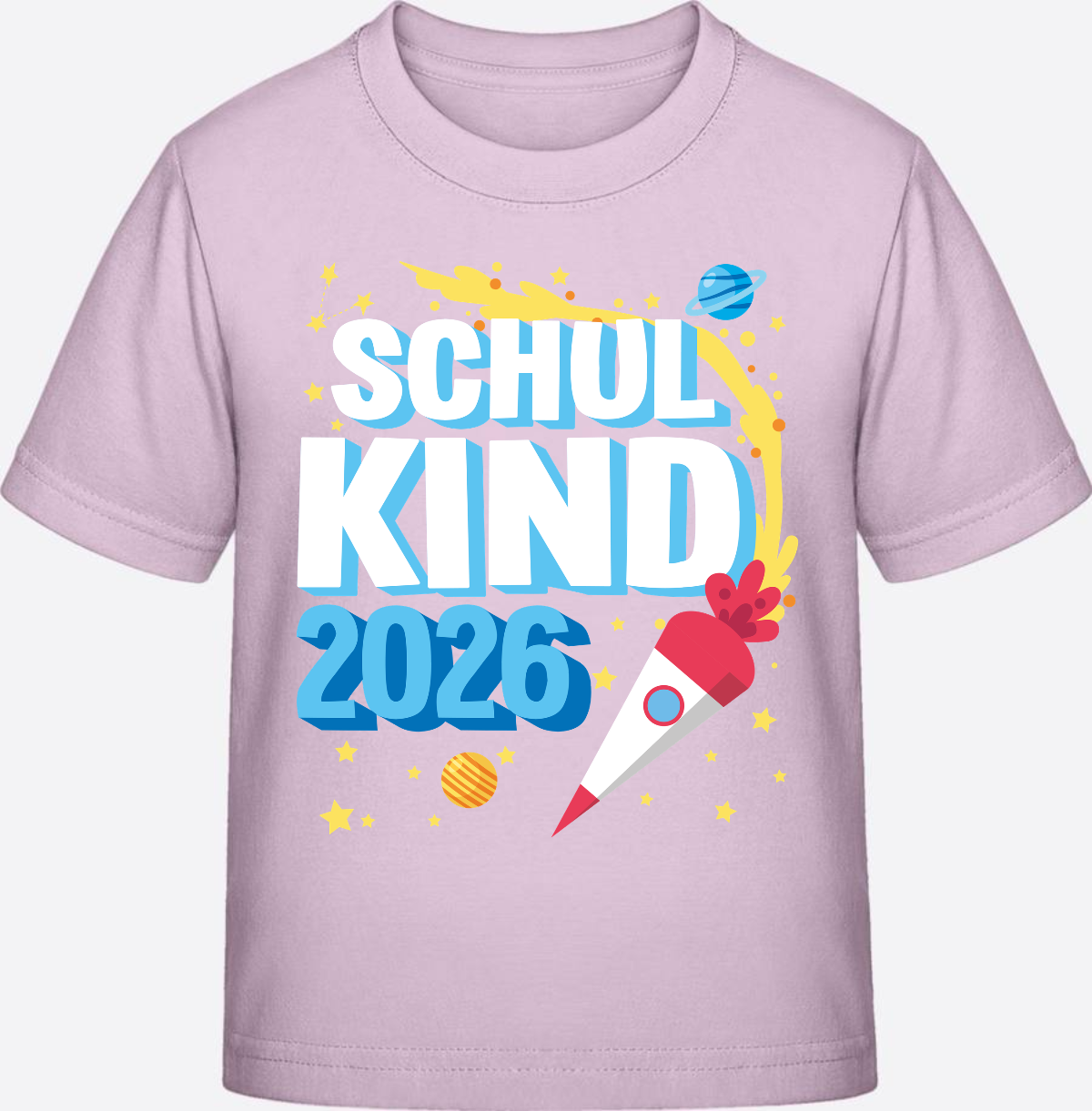 Schulkind 2025 T-Shirt Rakete schwarz – mit Wunschnamen - Pink Sixties